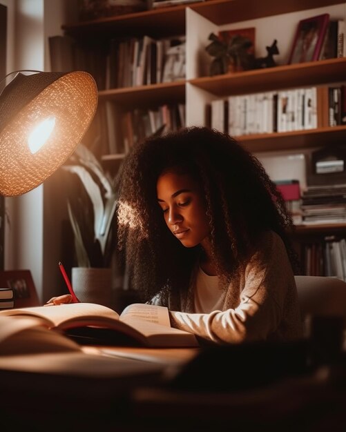 Photo woman reading a book