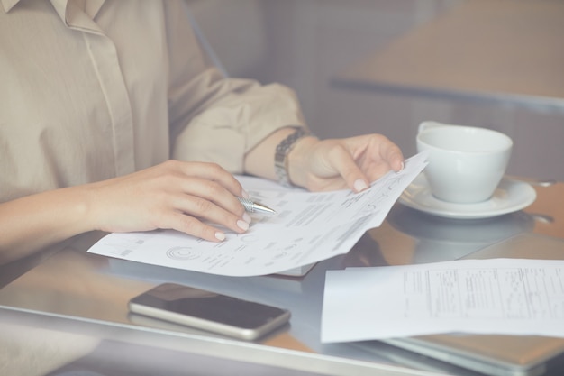 Woman reading document