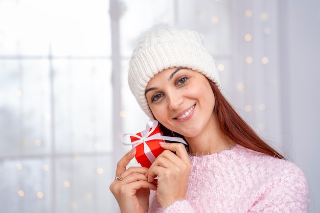 Woman receives a Christmas gift