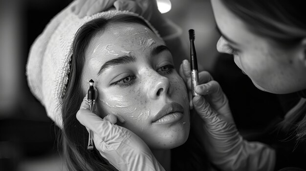 A woman receives a facial treatment