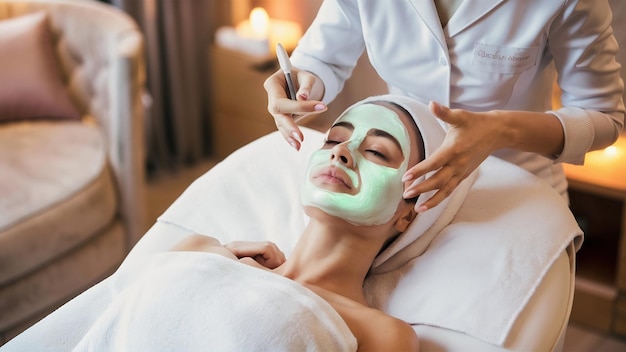 Woman receiving a beauty treatment for skin care