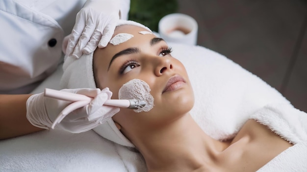 Woman receiving a beauty treatment for skin care