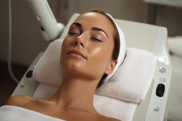 Woman Receiving Facial Lift at Beauty Salon Generative AI