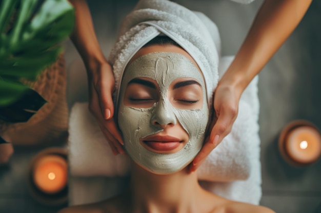 Woman Receiving Facial Treatment With Peeloff Mask At Spa Salon