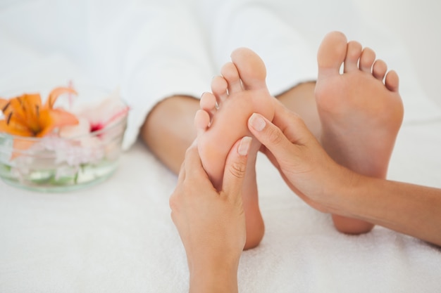 Woman receiving a foot massage 