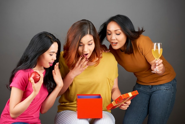 Woman receiving a gift box