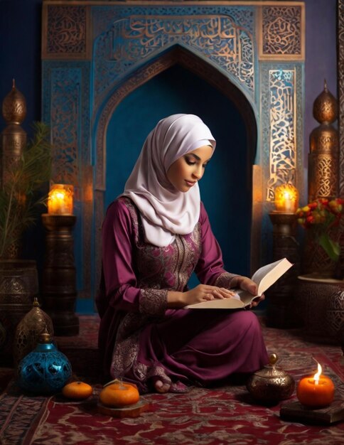 Photo woman recite quran