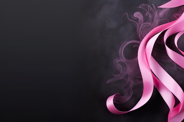 写真 乳がんを回復している女性 ai が生成した美しい背景を持つ乳がん啓発リボン