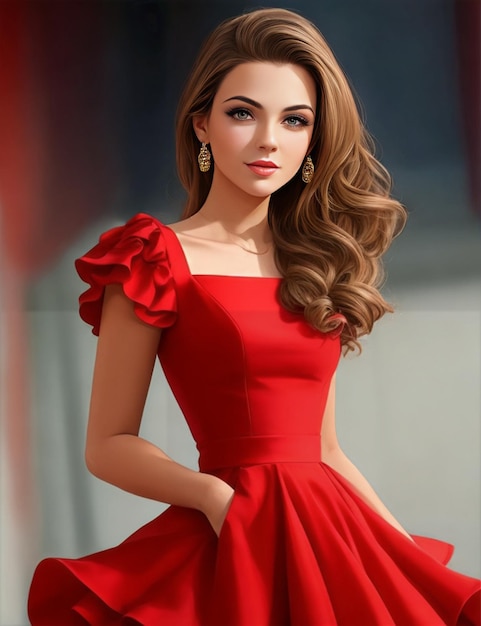 woman in red dress