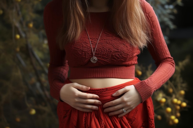 Woman in Red Top and Skirt