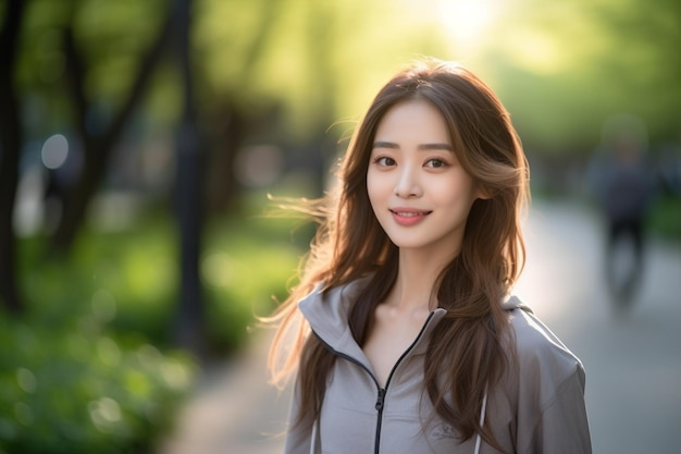 Woman refreshing in the park jersey