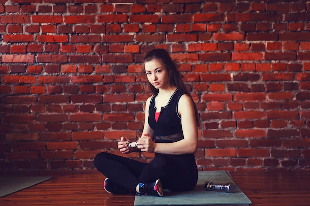 Woman relaxing after training