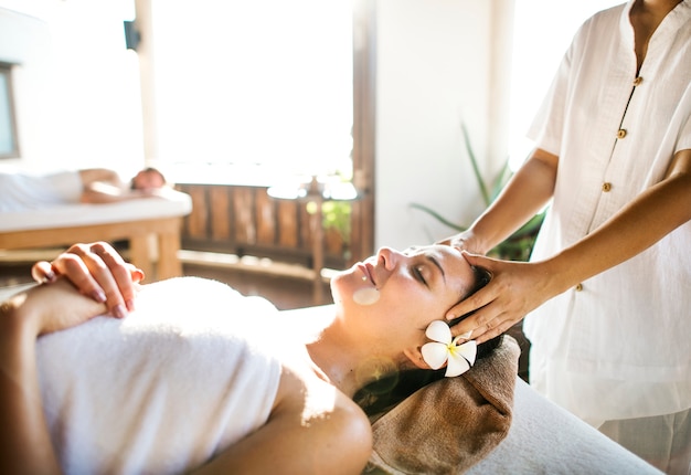 Woman relaxing from a spa treatment