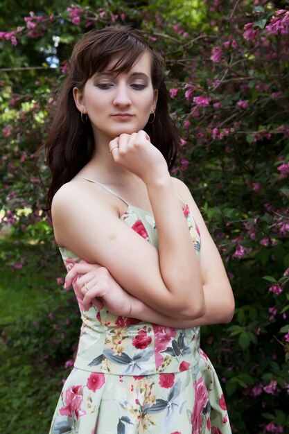 Woman relaxing outdoors smiling