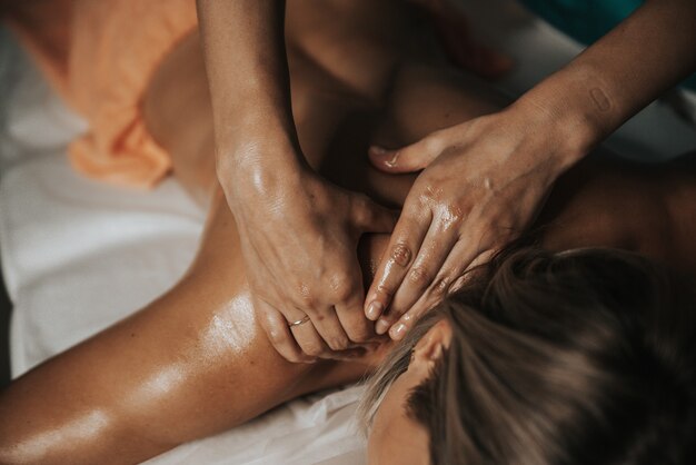 woman relaxing in spa salon