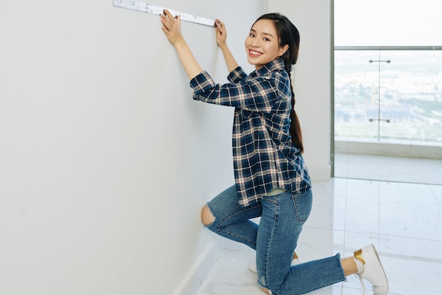 Woman remodeling house