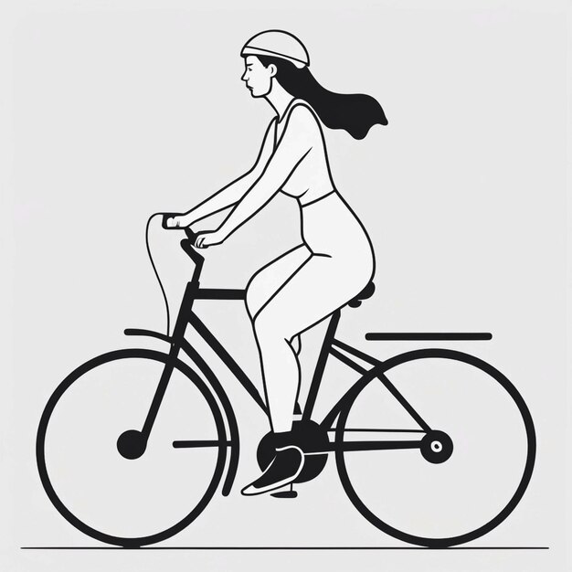 Photo woman riding bicycle