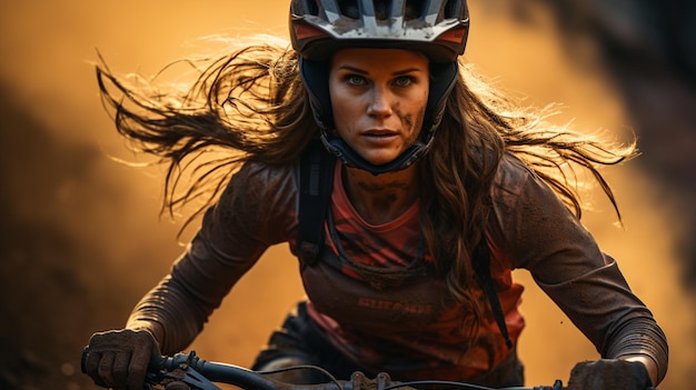 woman riding bike in desert