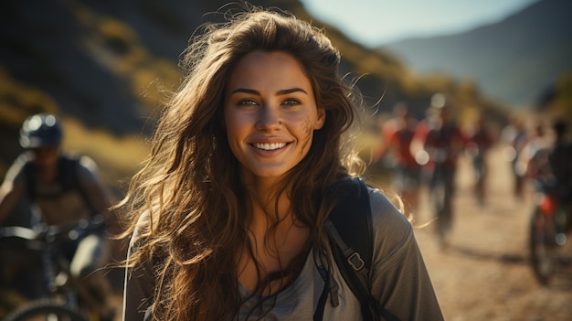 woman riding bike in desert