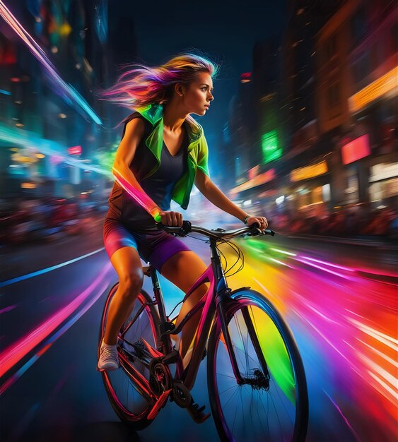 Photo a woman riding a bike