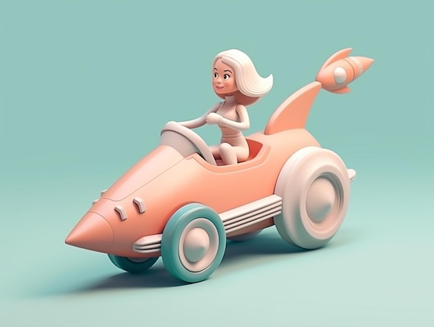 Woman riding a rocket