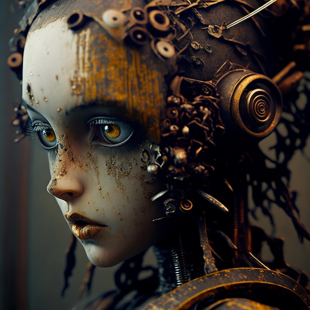 Женщина-робот с ржавыми глазами