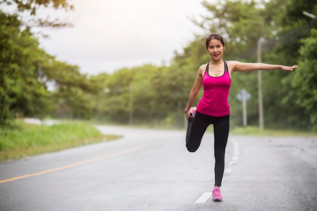 woman runner warm up outdoor