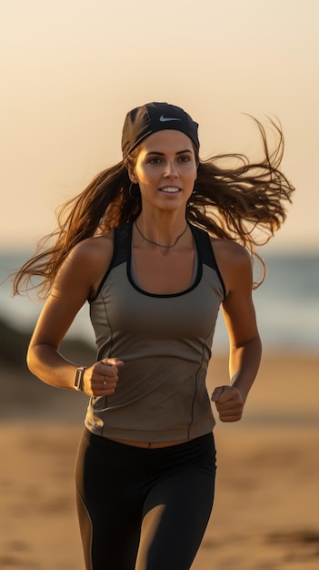 Woman running on the beach female runner