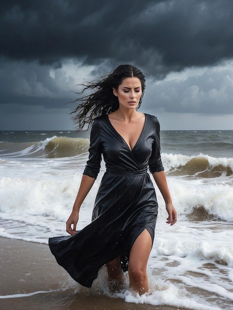 woman running on the beach