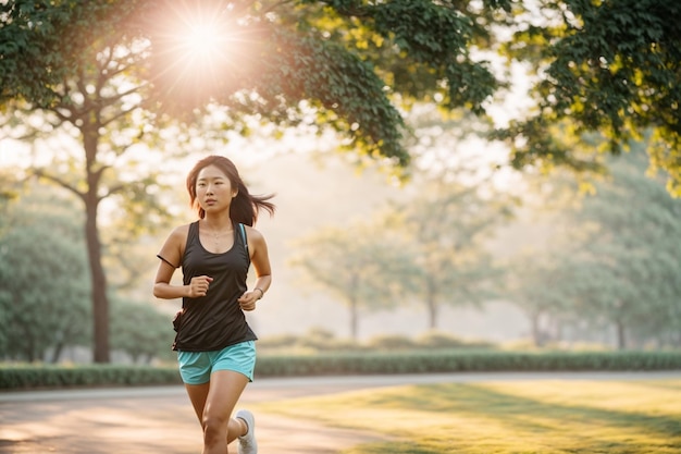 woman running in morning