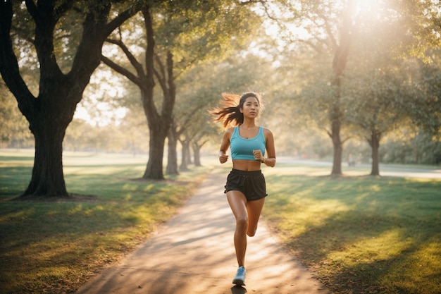 woman running in morning