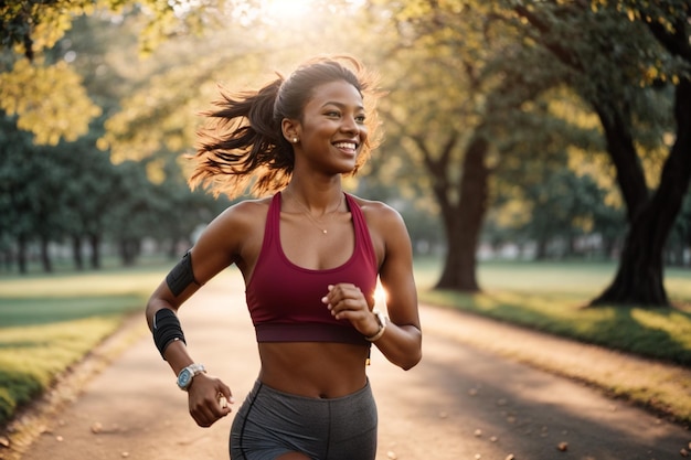 woman running in morning