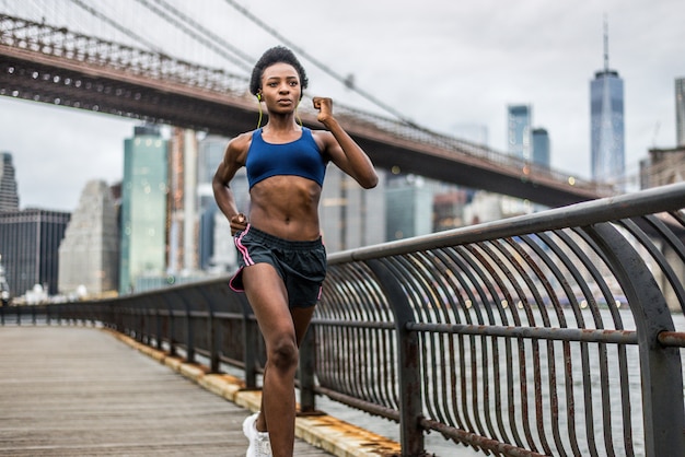 Woman running in New York