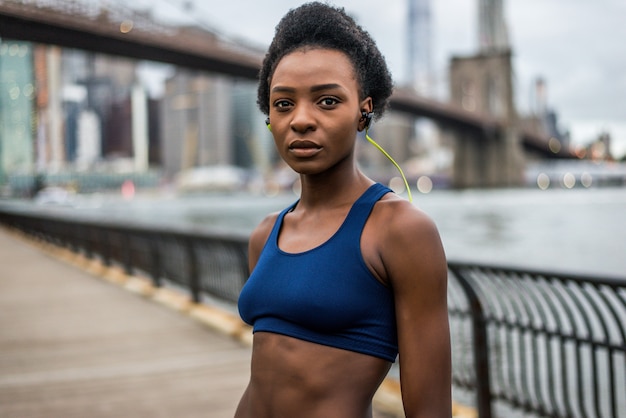 Woman running in New York