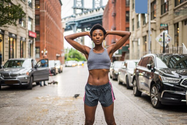 Woman running in New York