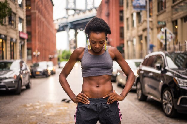 Woman running in New York