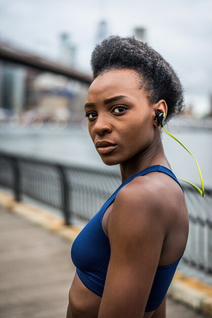 Woman running in New York