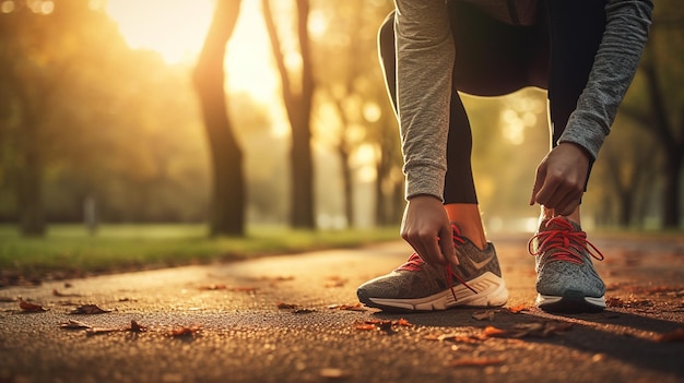 Photo woman running in park during jogging