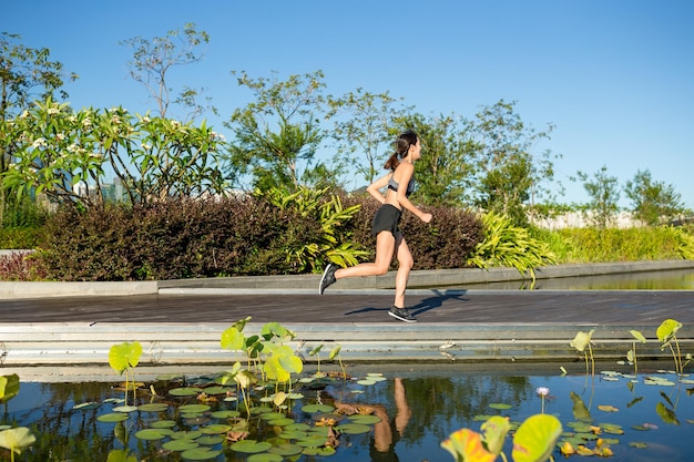 Woman running in a park