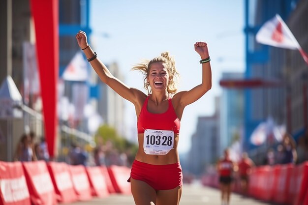 Photo a woman running in a race