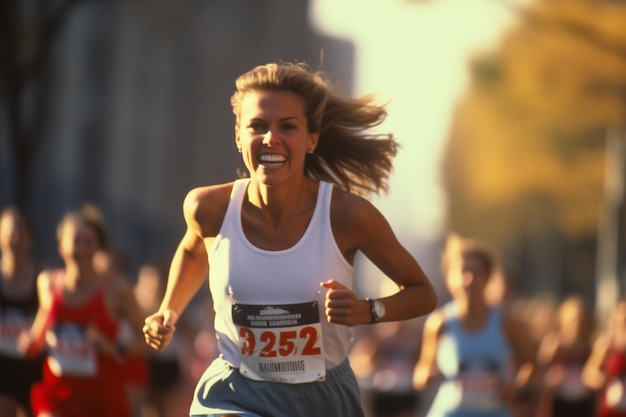 Photo a woman running in a race