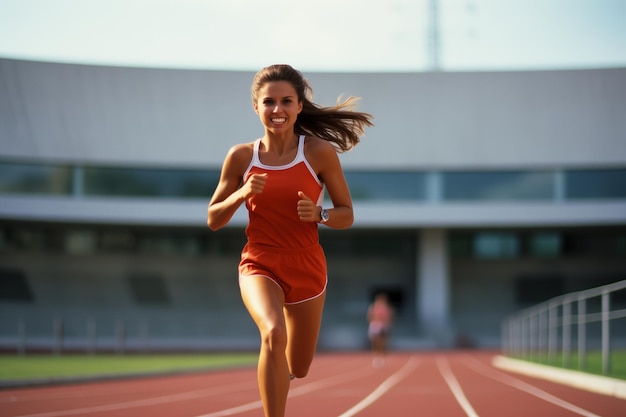 Photo a woman running in a race