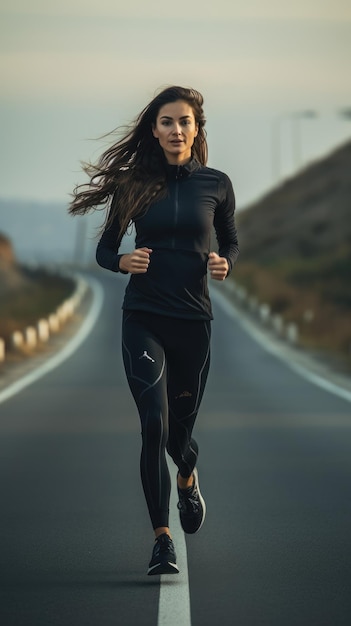 Woman running on the road female runner