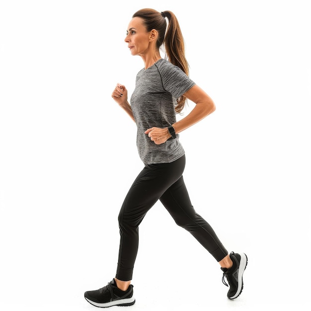 Woman Running With Ponytail