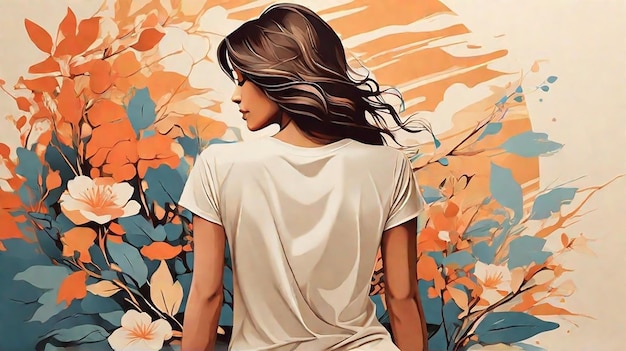 Foto silhouette del corpo della donna con un dipinto vintage ispirato alla natura