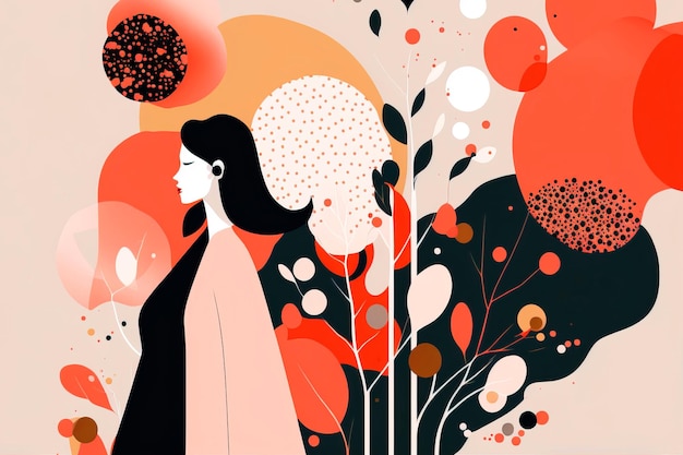 Woman's day greetings abstract illustrations with elements of minimalism Generative AI
