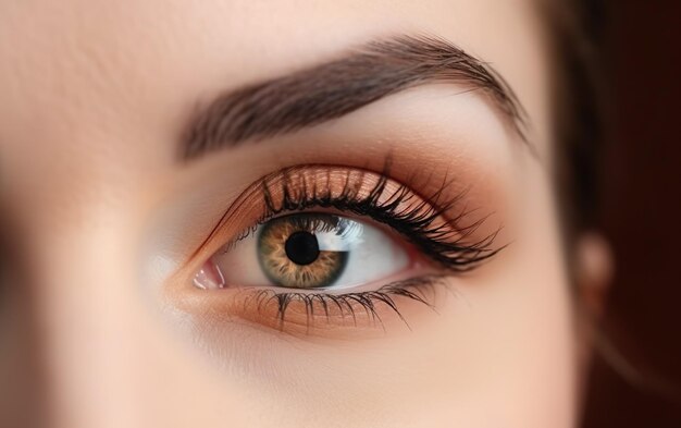 A woman's eye with a brown eye.