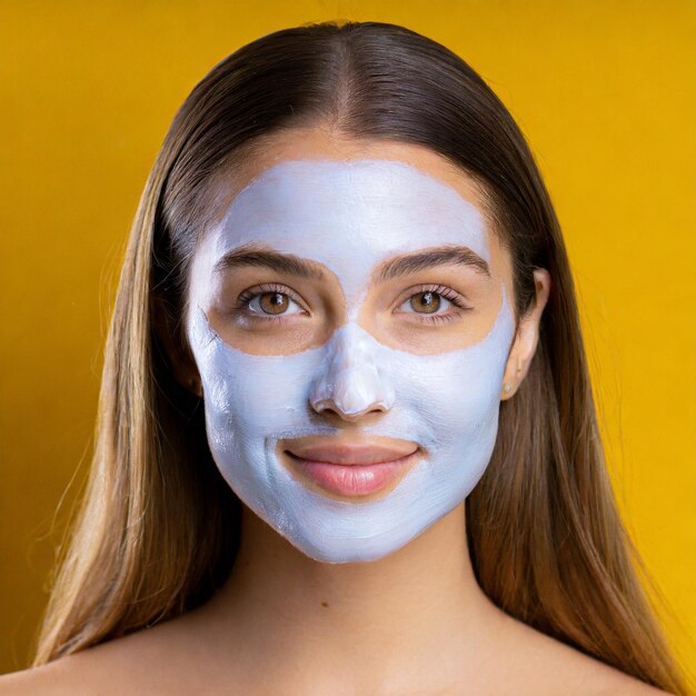 A woman's face after using a face mask her skin is clear and refreshed with a healthy glow