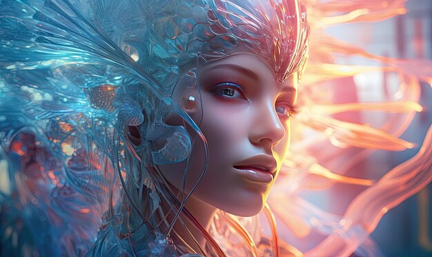 Premium AI Image | A woman’s face is covered in glass