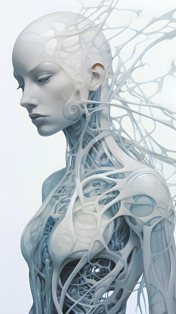 Женское лицо изображено с человеческим телом и заголовком «Научная фантастика».